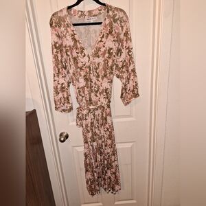 Plus Size Long Sleeve Floral Dress with Belt
